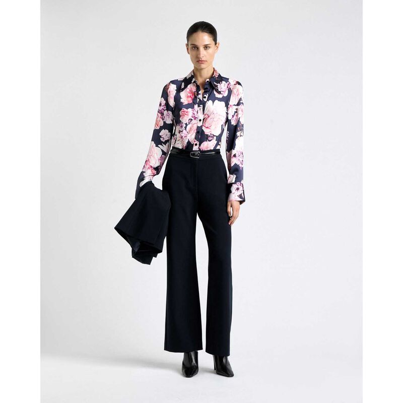 Cue Photographic Rose Satin Shirt image number 3
